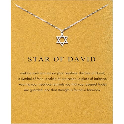 Dainty Silver Necklace for Women - Ankh Jesus Horse Celtic Cross Necklace for Women, Dainty Charm Spider Christian Gifts for Friends Sister Mom, Birthday, Christmas, Mother's Day, Graduation Gifts - style: Star of David
