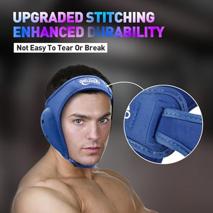 Gelozid Adjustable Wrestling Headgear for BJJ, MMA Grappling and Training, Ear Guard and Cauliflower Protection Helmet - color: Blue