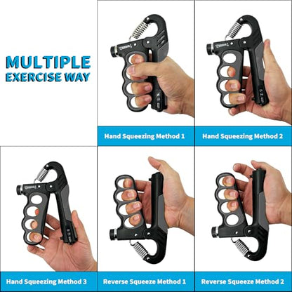 Senston Grip Strength Trainer 2 Pack - Adjustable 11-220Lbs (5-100KG) with Auto Counter, Hand Grip Strengthener, Forearm Exerciser for Athletes, Musicians, Gym, Home, Injury Rehab - color: Grey