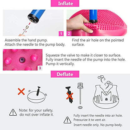 WIWAPLE Wiggle Seat, Inflatable Stability Balance Disc Wobble Cushion, Balance Disc Wiggle Seat, Flexible Seating Classroom with Free Air Pump Sensory Kids (Office & Home & School) - color: Pink
