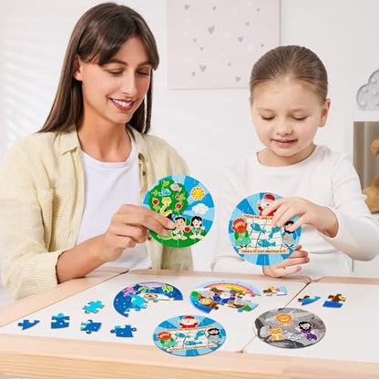 Haooryx Bible Story Jigsaw Puzzles - 12 Pcs Noah's Ark & Jonah and The Whale Cute Religious Cartoon Bible Story Challenging Jigsaw Puzzle for Kids Learning Educational Toys Family Activity Game Nights - style: Bible Story