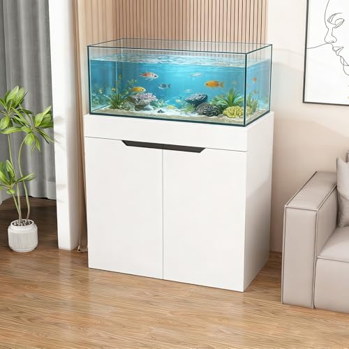 Aquarium Stand, Wooden Fish Tank Stand, Glass Container Base Cabinet, Reptile Stand With Storage Space, Suitable For Reptile And Turtle Tanks. Easy To Assemble(White,31.5x17.7in) - color: White, size: 31.5x17.7in