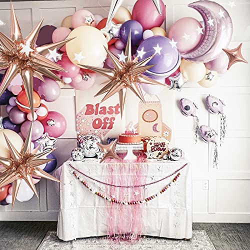 Rose Gold Star Foil 6pk Starburst & Spike Balloons for Weddings & Parties - style: Rose Gold Star Explosion Balloons