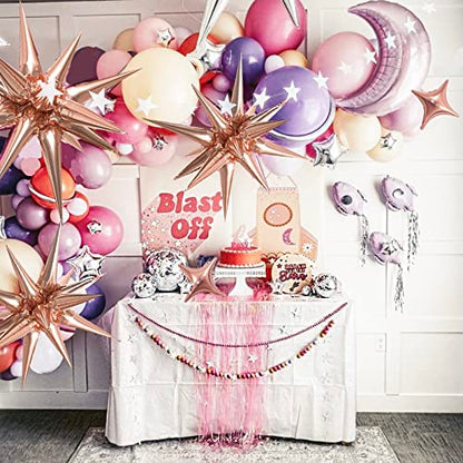 Rose Gold Star Foil 6pk Starburst & Spike Balloons for Weddings & Parties - style: Rose Gold Star Explosion Balloons