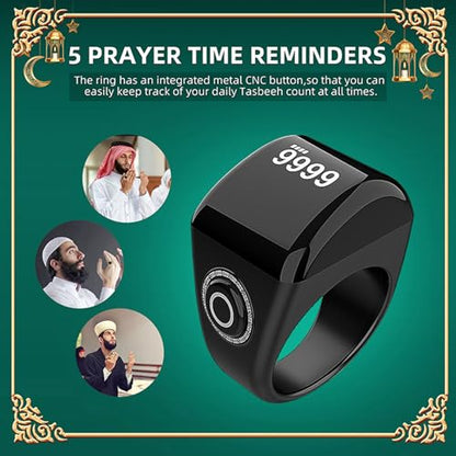 LICAEVEY Smart Tasbih Counter Ring, APP Reminder Digital Display Muslim Islamic Prayer Ring for with Intuitive Counting Experience, Enhanced User Interface