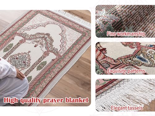Anlising Prayer Mat Islamic With Elegant Design Bags - Muslim Rug for Ramadan - Great Gift for Family, Lover and Friends