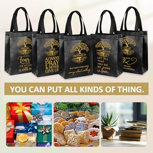 Sweetude 30 Pcs Bible Verse Christian Gift Bags Set, Black and Gold - color: Black and Gold