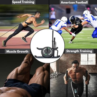 Weight Sled for Training Outdoor/Indoor, Workout Sled Push Pull Weighted Sled Football Speed Fitness Exercise Gym Equipment. Muscle Strength & Explosive Power.Adjust Height Suit for 1”&2” Weight Plate