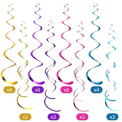 Zonon 52 Pcs Eid Mubarak Decorations Arabian Nights Party Decoration Ramadan Mubarak Hanging Swirls Ceiling Foil Party Decor for Indian Moroccan Princess Birthday Supplies