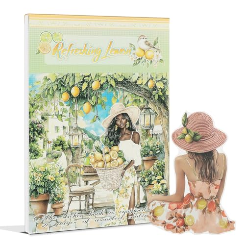Snycler Refreshing Lemon Theme Sticker Scrapbooking Supplies for Junk Journal, 20 Sheets PET Stickers - Vintage Journaling Stickers, Ephemera Sticker Book Pre Cut, Junk Journal Supplies, Planner - color: Refreshing Lemon