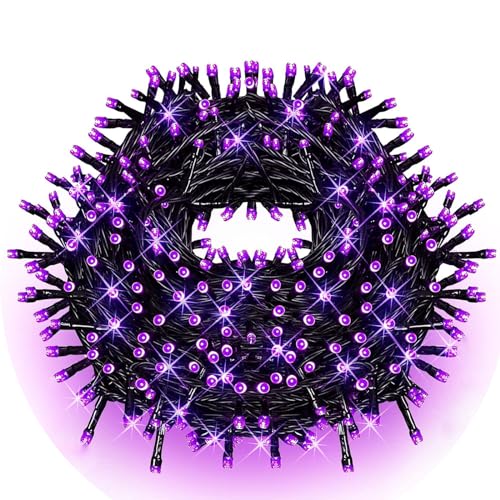 33ft Black Wire 100 LED Purple Fairy String Lights for Glow Halloween Party - color: Purple, size: 1 Pack(33 Ft Black Wire)