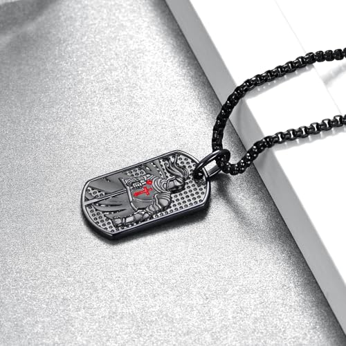 Western Catus/Knights Templar/St Michael/Santa Muerte/Praying Hand/Spartan/Virgin Mary/Tetragrammaton/Wrestlers/Allah Necklace Sterling Silver Dog Tag Necklace Christian Jewelry Gifts for Men - style: Knights Templar