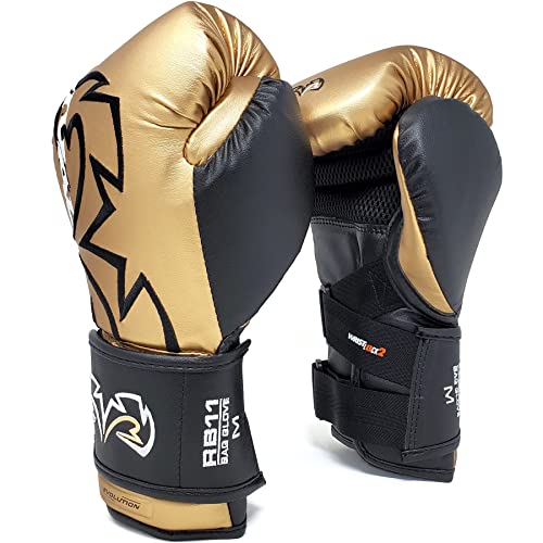 RIVAL Boxing RB11 Evolution Heavy Bag Gloves, with a High-Density, Power-Transmitting Foam and Microfiber Outer - color: Gold, size: Medium