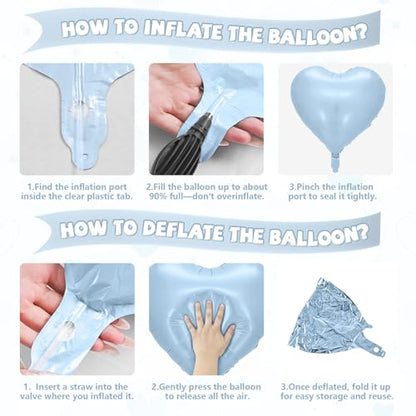 Baby Blue Apricot Heart Balloon, 10PCS Foil for Baby Shower Birthday Party - color: Blue Apricot White