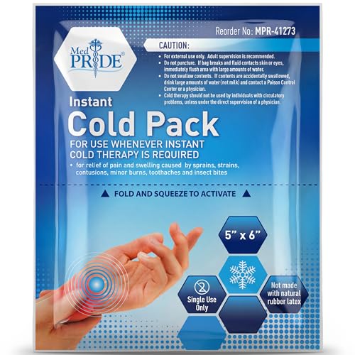 MED PRIDE Instant Cold Pack First Aid Kit Ice Pack for Injuries and Pain Relief, No Freezer Needed, 5in X 6in (6 Count (Pack of 1) Clear) - size: 5 X 6 Inch (Pack of 6)