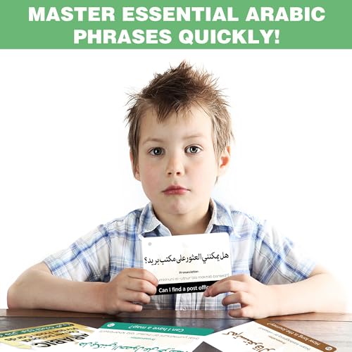 Arabic Conversational Phrase Flash Cards for Beginners, Arabic Cards with English Transliteration for Kids, Students and Adults, Learning Arabic Resource for Travel, Classroom, Homeschool