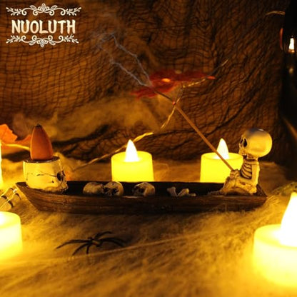 Incense Burner, backflow Incense Burner,Skeleton Ship Incense Holder,Hand-Carved Decorations,Cool Room Decorations, Awesome and Ideal Gifts, Brown - size: 6.6 inches