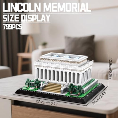 CAXIMSY Lincoln Memorial Building Block Set 979 Pcs Washington DC Architecture Model Kit for Adults & Teens Historic USA Landmark Home Office Desk Decor Display Gift - style: Lincoln Memorial Model