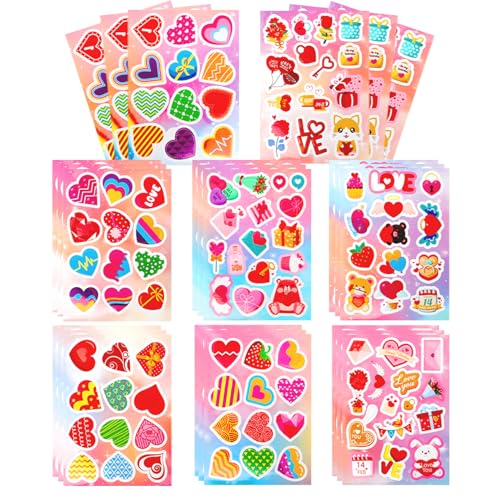 Valentines Stickers, Heart Stickers for Kids, 318 Pcs Self-Adhesive Valentines Day Love Stickers Decorative Stickers Labels for Valentine's Day School Crafts Activity Games Party Favors Supplies - color: Valentines-24pcs