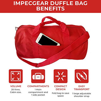Impecgear Round Duffel Team Sports Equipment Bags, Travel Gym Fitness Bag. - color: Red