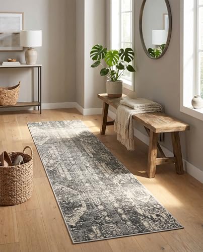 Rugs.com - Oregon Rug – 8 Ft Runner Gray Easy-Clean Runner Rug – Ideal for Hallways, Entryways, and Kitchens - color: Grey, size: 2'2" x 8' (Runner)