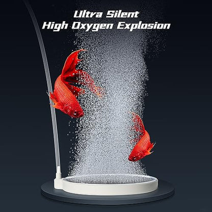 Nano Aquarium Air Stones, Fish Tank Oxygen Aerator (80-130Gal) | 5Inch, Comes with Air Tube, Control Valve and Check Valve, Quiet Operation, Nano Bubbles, Improve Dissolved Oxygen - size: 5 inch for 80 to 130 gallon tanks