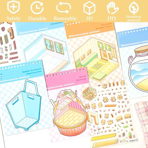 Scene Sticker – 20 Sets DIY 3D Sticker Scene Book Cute Cartoon Stickers Kit – Fun Sticker Therapy Activity for Stress Relief, Crafts & Gifts - color: Pink - 20 Sets