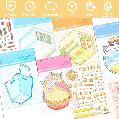 Scene Sticker – 20 Sets DIY 3D Sticker Scene Book Cute Cartoon Stickers Kit – Fun Sticker Therapy Activity for Stress Relief, Crafts & Gifts - color: Pink - 20 Sets