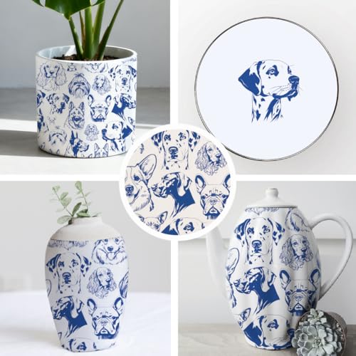 SUPERDANT 5PCS Dogs Underglaze Paper Transfer Animals Transfer Papers for Clay Ceramic Porcelain Under Glaze Transfers for Pottery Enamel Decals Blue Underglaze Decal Handcrafted Gifts - style: Dogs