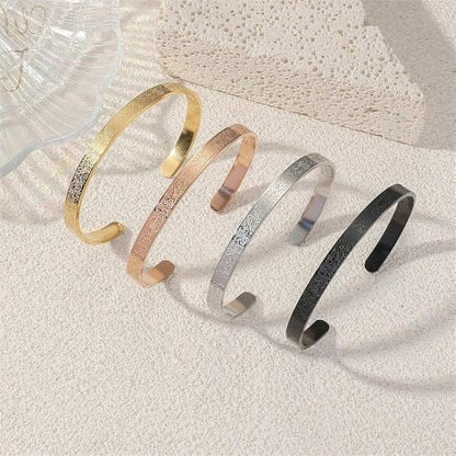 Ayatul Kursi Exquisite Stainless Steel Bracelet Islamic Muslim Quran Verse Calligraphy Ramadhan Festival Cuff Bracelet Men Arabic Calligraphy Messenger Jewelry Gift - color: black