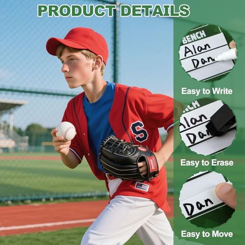 Magnetic Baseball Lineup Board for Dugout, Dry Erase Coach Lineup Board | Double Sided Softball & Baseball Coaching Board Clipboard for Coaches with 40 Lineup Cards, Baseball Accessories - style: Baseball Board