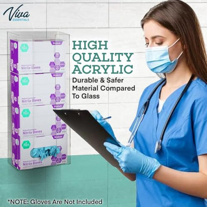 AdirMed VivaEssentials Quad Glove Box Holder, Wall Mount or Free Standing Clear Acrylic Glove Holder - color: Clear, style: Four Box Capacity