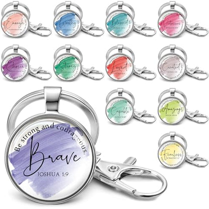 Equsion 24 Pcs Christian Gifts Mini Bible Keychains Bulk,Watercolor - color: Watercolor