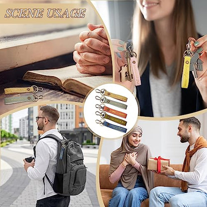 20 Pcs Christian Key Chain Leather Religious Keychain Inspirational Bible Key Chains Verse Quote Keychains Easter Day Gift - color: Pastel Colors