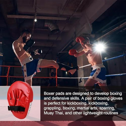 Kick Boxing Pad Thick Adjustable Curved Focus Punching Mitts | Hand Target Training Hand Pads for Kickboxing Karate Thai - color: Red