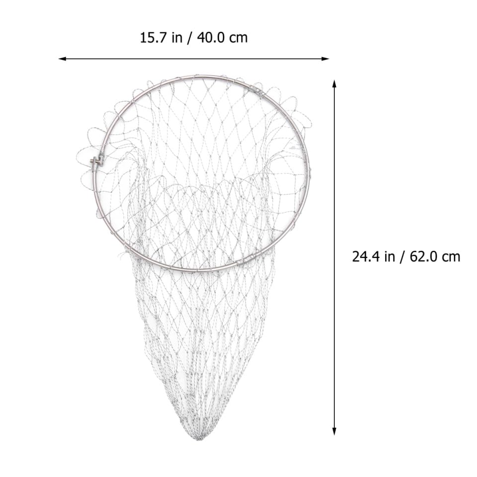 Abaodam Fish Net Bag Accessories Mesh Collapsible Fishing Net Replacement Fishing Net Pole Foldable Fishing Trap - color: Silver