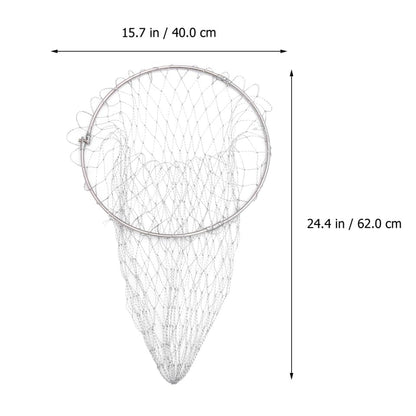 Abaodam Fish Net Bag Accessories Mesh Collapsible Fishing Net Replacement Fishing Net Pole Foldable Fishing Trap - color: Silver