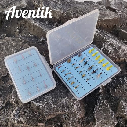 Aventik Super Slim Fly Fishing Trout Flies Fly Box Clear Fly Lures Hook Box 4PC (H065MB) - style: H065MB