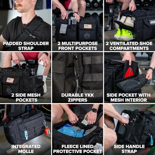 Heavy Duty 1000D Nylon Duffel Gym Bag (Mid BUD - Black) - color: Black, style: Duffel Bag (Mid Bud)