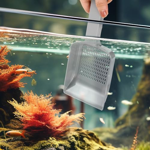 BESTYASH Aquarium Sand Scoop with Drainage Holes, Plastic Fish Tank Gravel Shovel for Substrate Cleaning, Handheld Aquarium Gravel Tool for Fish Tanks and Aquatic Plants