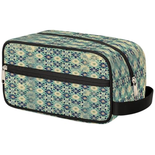 Travel Toiletry Bag for Women Men, Islamic Flowers Foldable Dopp Kit Water Resistant Shaving Bag for Toiletries Cosmetics Traveling Organizer
