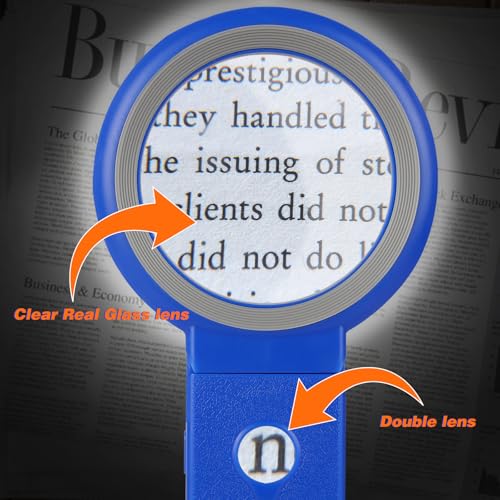 Magnifying Glass with Light and Stand, Foldable Handheld Magnifying Glass 18 LED Illuminated Lighted Magnifier for Macular Degeneration, Seniors Reading, Close Work, Coins, Jewelry Blue - color: Blue