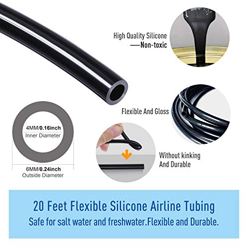 3/16" Professional Flexible Airline Tubing Standard Aquarium Air Pump Accessories, 20 Feet(Clear-Black)
