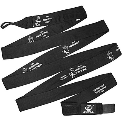 ArrowWay Instructional Hand Wraps w/Printed Directions for Boxing & MMA - 142" Meister Elastic - color: Black