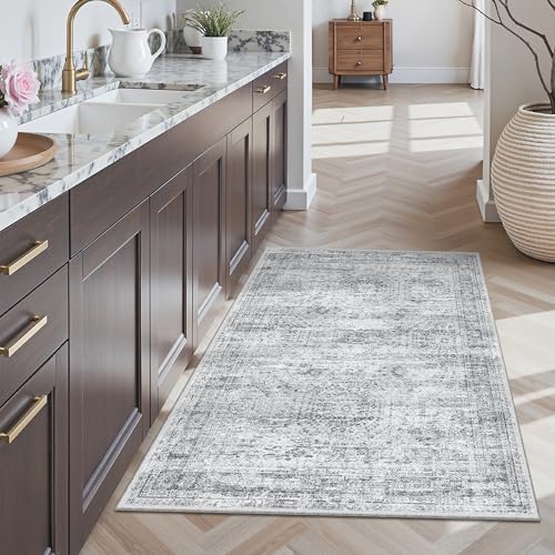 Soalmost 3x4 Rugs Non-Slip, Small Washable Kitchen Entryway Area Rug Grey - color: Grey, size: 3' x 4' (Rectangular)