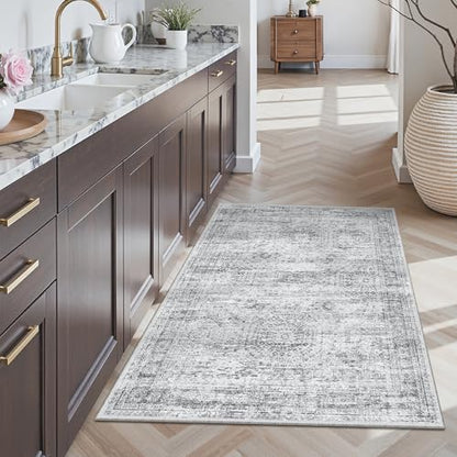 Soalmost 3x4 Rugs Non-Slip, Small Washable Kitchen Entryway Area Rug Grey - color: Grey, size: 3' x 4' (Rectangular)