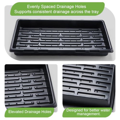 10-Pack Heavy-Duty 1020 Seed Trays with Drain Holes, Reusable Plant Flats | Durable Growing Trays, Ideal for Seed Starting, Propagation & Microgreens & Hydroponic (21" x 11", 2.36" Deep) - color: Black, size: 10p 1020 Trays with Holes