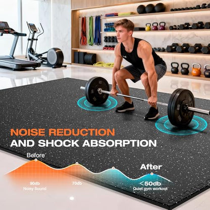 0.4'' Thick 12 Pcs 48 Sq Ft Non-Slip Rubber Top Exercise Equipment Mats, High Density EVA Foam Mats with Rubber Top, Interlocking Puzzle Gym Flooring for Home Gym, Workout Floor Mats, Black - size: 24"L x 24"W x 0.4"Th