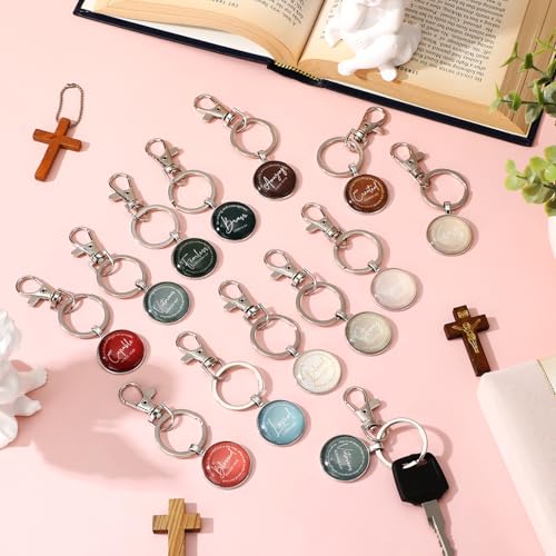 Equsion 24 Pcs Christian Keychain Gift Bulk Mini Bible Keychains with Verse Religious Keychain Gifts for Church Bible Study Group (Xmas) - color: Xmas