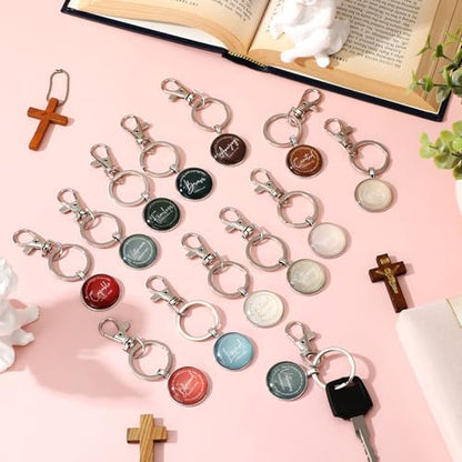Equsion 24 Pcs Christian Keychain Gift Bulk Mini Bible Keychains with Verse Religious Keychain Gifts for Church Bible Study Group (Xmas) - color: Xmas
